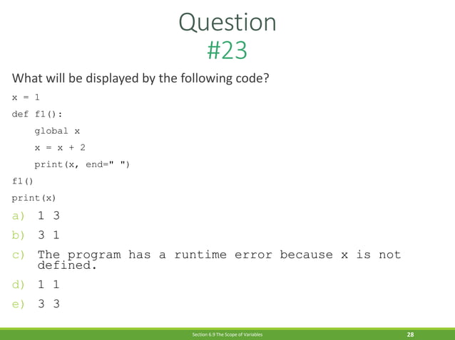 Sample Exam Questions on Python for revision | PDF