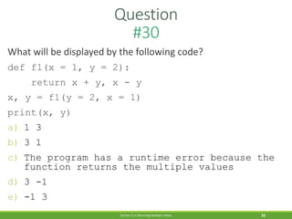 Sample Exam Questions on Python for revision | PDF
