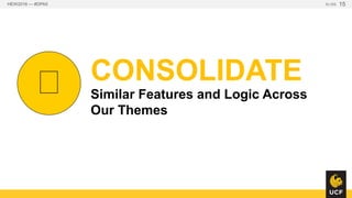 HEW2016 — #DPA5 SLIDE 15
/ CONSOLIDATE
Similar Features and Logic
Across Our Themes
 