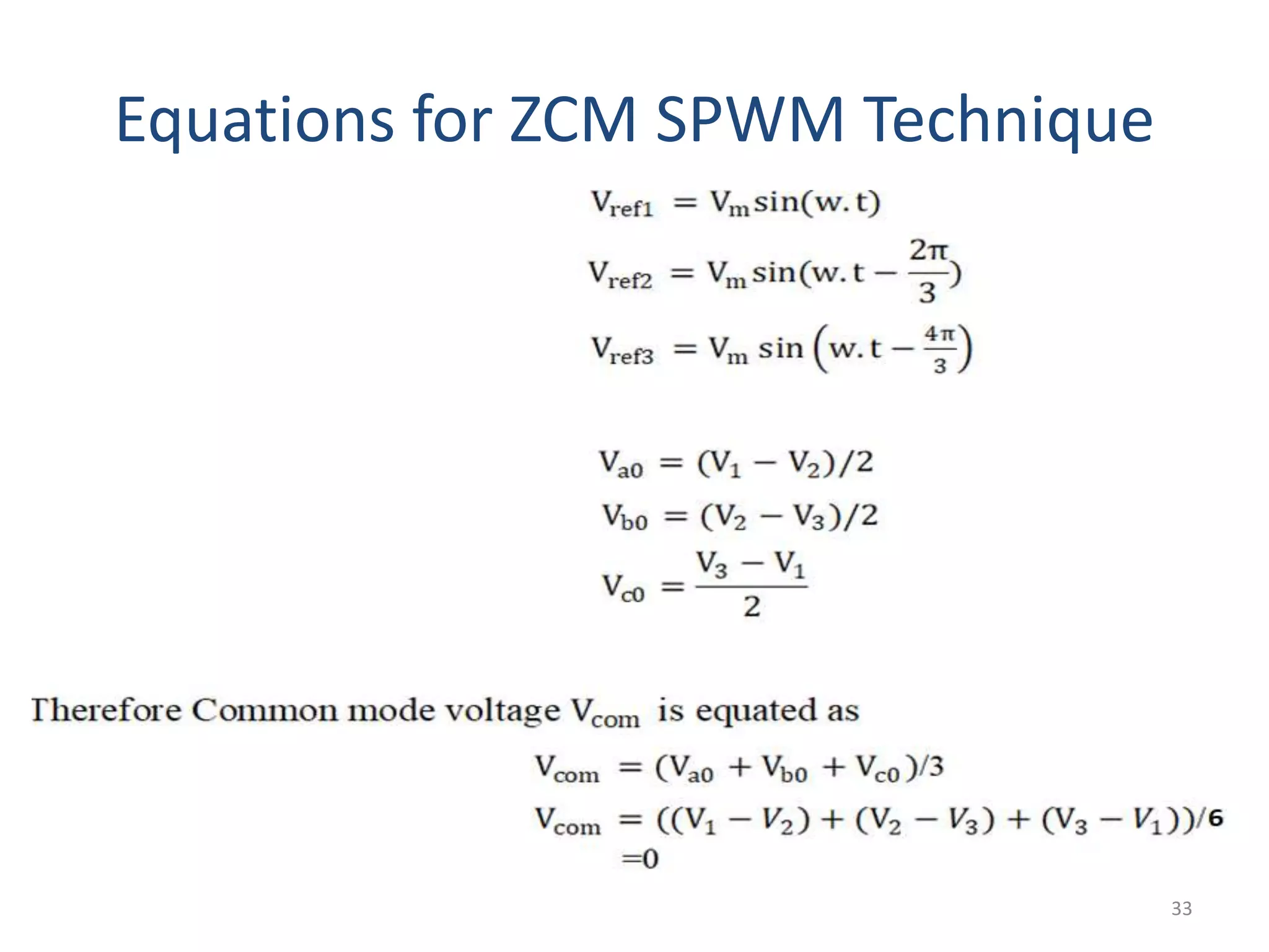 Equations for ZCM SPWM Technique
33
 