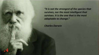 ”It is not the strongest of the species that
survives, nor the most intelligent that
survives. It is the one that is the most
adaptable to change.”
Charles Darwin
Foto: Ukjent (youtube)
 