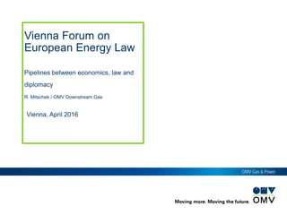 OMV Gas & Power
Vienna, April 2016
Vienna Forum on
European Energy Law
Pipelines between economics, law and
diplomacy
R. Mitschek / OMV Downstream Gas
 