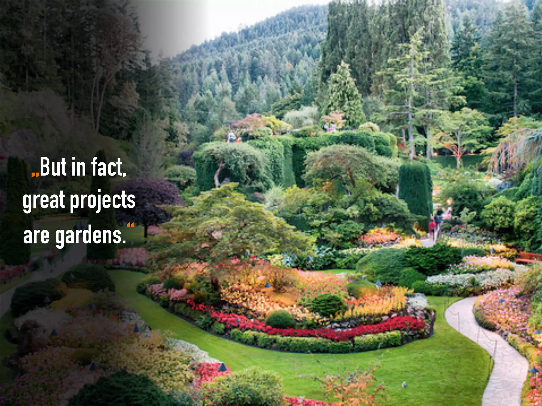 „But in fact,
great projects
are gardens.“
 