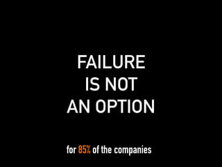 for 85% of the companies
FAILURE
IS NOT
AN OPTION
 