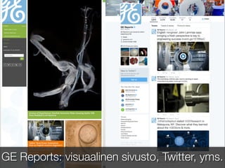 GE Reports: visuaalinen sivusto, Twitter, yms.
 