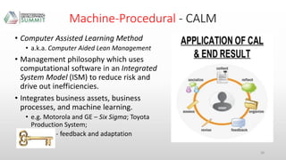 Machine-Procedural - CALM
• Computer Assisted Learning Method
• a.k.a. Computer Aided Lean Management
• Management philoso...