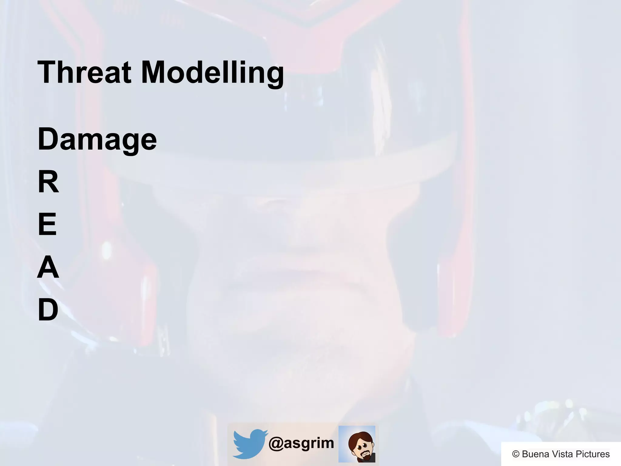 @asgrim
Threat Modelling
Damage
R
E
A
D
© Buena Vista Pictures
 