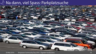 Na dann, viel Spass: Parkplatzsuche
20-Mai-2016 Shopware Community Day 2016 - Digitaler Kaufprozess 18
Bildquelle: commons...