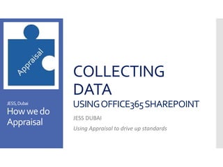 COLLECTING
DATA
USINGOFFICE365SHAREPOINT
JESS DUBAI
Using Appraisal to drive up standards
JESS,Dubai
Howwedo
Appraisal
 