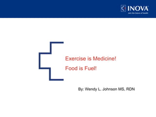Exercise is Medicine!
Food is Fuel!
By: Wendy L. Johnson MS, RDN
 