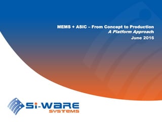 MEMS + ASIC – From Concept to Production
A Platform Approach
June 2016
 
