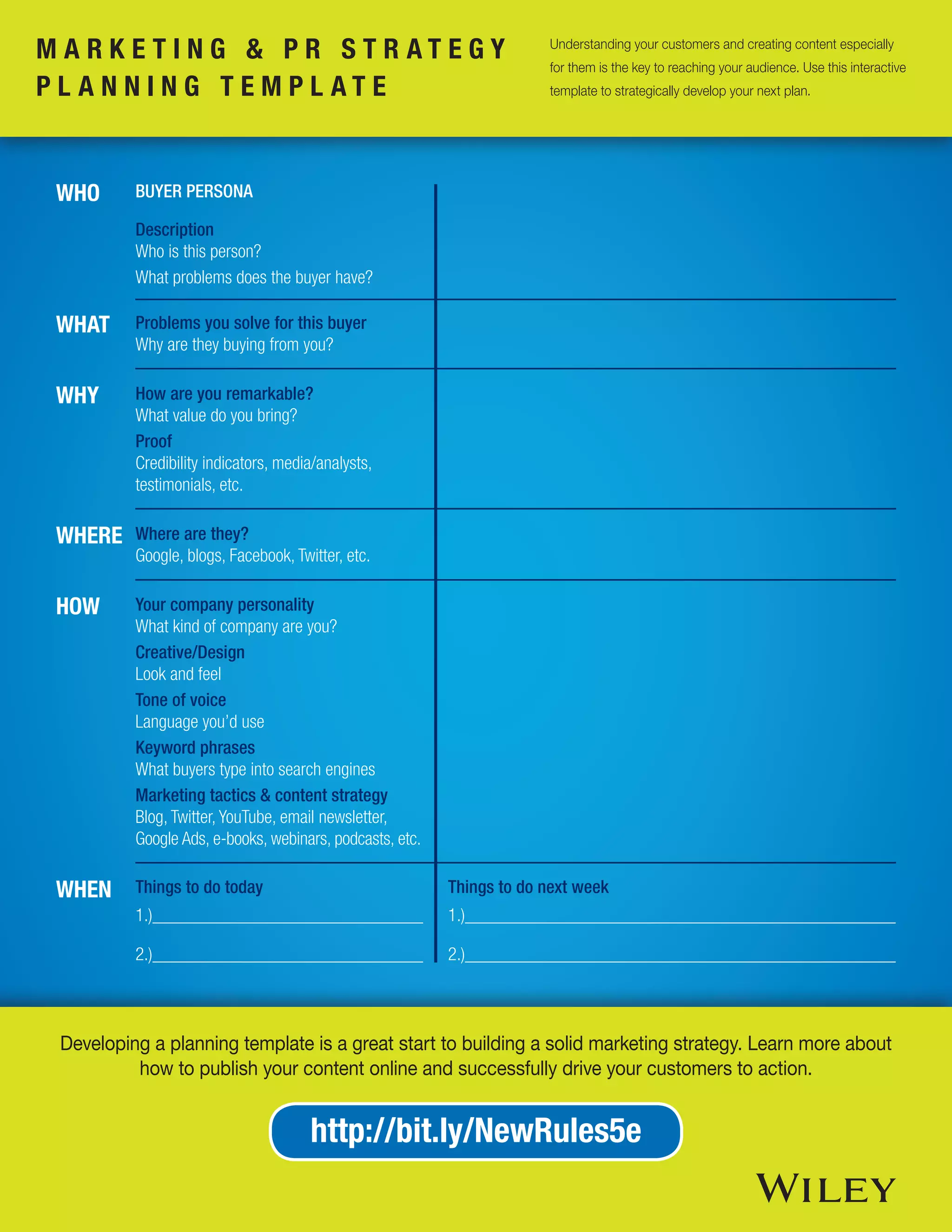 Marketing & PR Strategy Planning Template | PDF