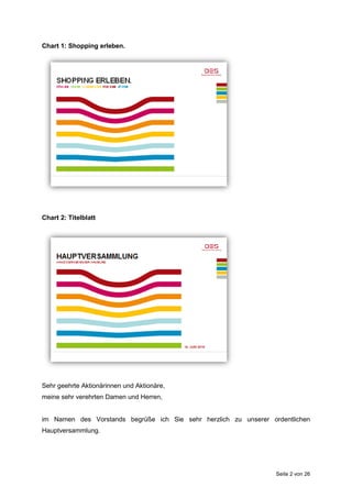Seite 2 von 26
Chart 1: Shopping erleben.
Chart 2: Titelblatt
Sehr geehrte Aktionärinnen und Aktionäre,
meine sehr verehrten Damen und Herren,
im Namen des Vorstands begrüße ich Sie sehr herzlich zu unserer ordentlichen
Hauptversammlung.
 