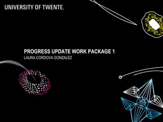 PROGRESS UPDATE WORK PACKAGE 1
LAURA CORDOVA GONZALEZ
 