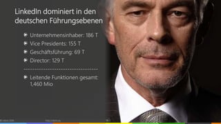 Unternehmensinhaber: 186 T
Vice Presidents: 155 T
Geschäftsführung: 69 T
Director: 129 T
----------------------------------
Leitende Funktionen gesamt:
1,460 Mio
© vibrio 2016 http://vibrio.eu 16
LinkedIn dominiert in den
deutschen Führungsebenen
 