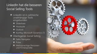 LinkedIn ist in zahlreiche
unabhängige Tools
eingebunden
Slideshare
Hootsuite
Outlook
Künftig: Microsoft Dynamics (?)
Überlegenes Social Selling
Sales Navigator
Pulse
Mehrsprachige Personen-
und Firmenprofile
© vibrio 2016 http://vibrio.eu 17
LinkedIn hat die besseren
Social Selling Tools
 