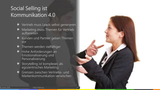 Vertrieb muss Leads selbst generieren
Marketing muss Themen für Vertrieb
aufbereiten
Kunden und Partner geben Themen
vor
Themen werden vielfältiger
Hohe Anforderungen an
Emotionalisierung und
Personalisierung
Storytelling ist komplexer, als
egozentrisches Marketing
Grenzen zwischen Vertriebs- und
Markenkommunikation verwischen
© vibrio 2016 http://vibrio.eu 37
Social Selling ist
Kommunikation 4.0
 