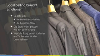 Es geht um
die Firmenpersönlichkeit
die Corporate Story
Die Story muss passen
wie ein guter Anzug
Wer die Story entwirft, der ist
ein Typberater für das
Unternehmen
© vibrio 2016 http://vibrio.eu 39
Social Selling braucht
Emotionen
 