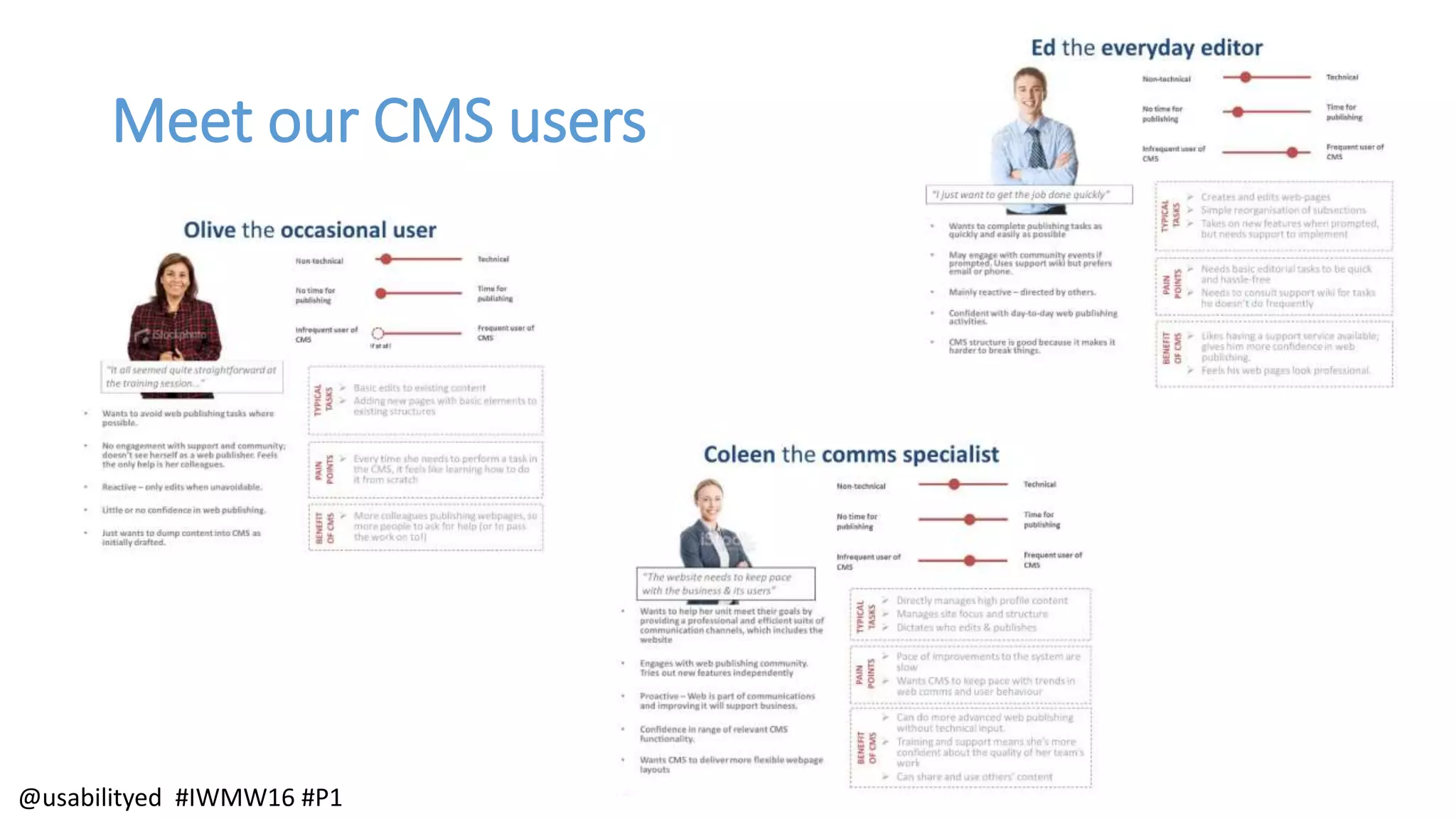 Meet our CMS users
@usabilityed #IWMW16 #P1
 