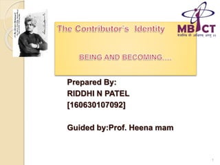 Prepared By:
RIDDHI N PATEL
[160630107092]
Guided by:Prof. Heena mam
1
 