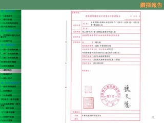 壹、基地分析
(一) 基地區位
(二)都市計畫
(三)公共設施保留地
(四)可見規模分析
貳、規劃需求分析
(一)空間需求暨定性定
量分析
(二)空間序列
參、規劃議題
(一)第一次討論紀錄
(二)第二次討論紀錄
(三)第三次討論紀錄
(四)歷次設計議題
(五)現況測量圖
(六)鑽探報告
(七)基礎形式
(八)擋土形式
肆、初步規劃成果
(一)設計發展過程
(二)空間概念
(三)全案總覽
(四)地下一層平面圖
(五)全區配置暨一層平
面圖
(六)二層平面圖
(七)三層平面圖
(八)頂層平面圖
(九)3D示意圖
27
 