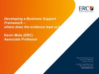Developing a Business Support
Framework –
where does the evidence lead us?
Kevin Mole (ERC)
Associate Professor
 