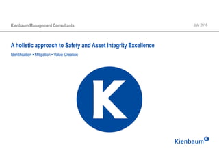 A holistic approach to Safety and Asset Integrity Excellence
Identification • Mitigation • Value-Creation
Kienbaum Management Consultants July 2016
 