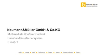 Neumann&Müller GmbH & Co.KG
Multimediale Konferenztechnik
Simultandolmetschersystem
Event-IT
 