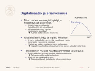 Suomen Pankki – Finlands Bank – Bank of Finland Julkinen
Digitalisaatio ja eriarvoisuus
 Miten uuden teknologiat hyödyt j...
