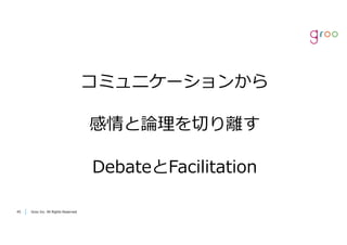 Groo Inc. All Rights Reserved4545 Groo Inc. All Rights Reserved
コミュニケーションから
感情と論理を切り離す
DebateとFacilitation
 