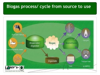 Biogas process/ cycle from source to use
 