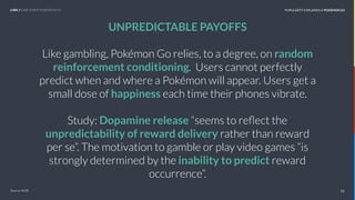 40 %
60 %
UNDERSTAND TODAY. SHAPE TOMORROW.*Source: 21Source: NCBI
UNPREDICTABLE PAYOFFS
Like gambling, Pokémon Go relies,...