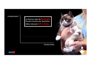 AUFMERKSAMKEIT
INFORMATIONEN
Im Zentrum steht die Geschichte.
Einzelne Facetten der Geschichte
bilden relevante Call-to-Actions.
 