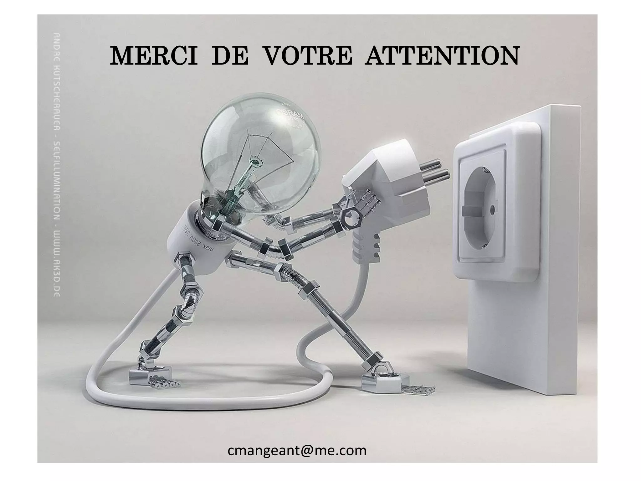 MERCI DE VOTRE ATTENTION
cmangeant@me.com
 