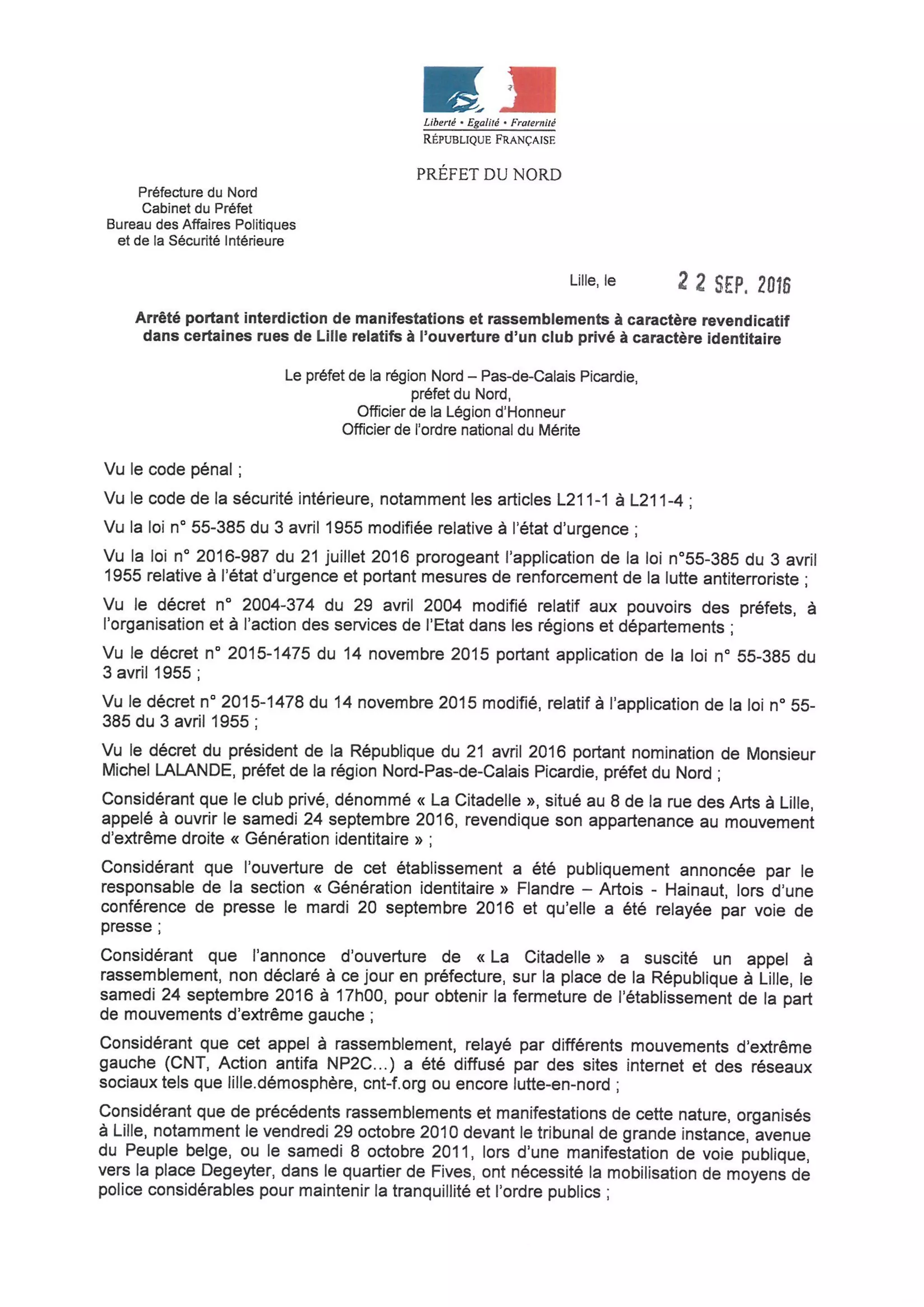 La préfecture interdit toute manifestation aux abords du bar identitaire, samedi