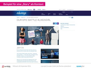 Beispiel für eine „Story“ als Kontext
Mittwoch, 28. September 2016 copyright Scompler GmbH (alle Rechte vorbehalten)
 