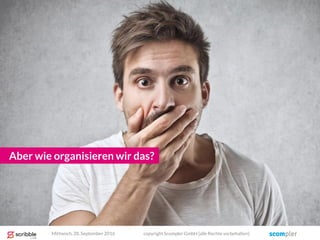Aber wie organisieren wir das?
Mittwoch, 28. September 2016 copyright Scompler GmbH (alle Rechte vorbehalten)
 