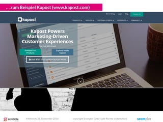 … zum Beispiel Kapost (www.kapost.com)
Mittwoch, 28. September 2016 copyright Scompler GmbH (alle Rechte vorbehalten)
 