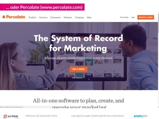 … oder Percolate (www.percolate.com)
Mittwoch, 28. September 2016 copyright Scompler GmbH (alle Rechte vorbehalten)
 