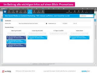 Im Beitrag alle wichtigen Infos auf einen Blick: Promotions
Mittwoch, 28. September 2016 copyright Scompler GmbH (alle Rechte vorbehalten)
 