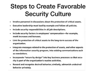 Steps to Create Favorable
Security Culture
 