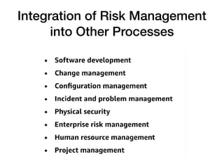 Integration of Risk Management
into Other Processes
 
