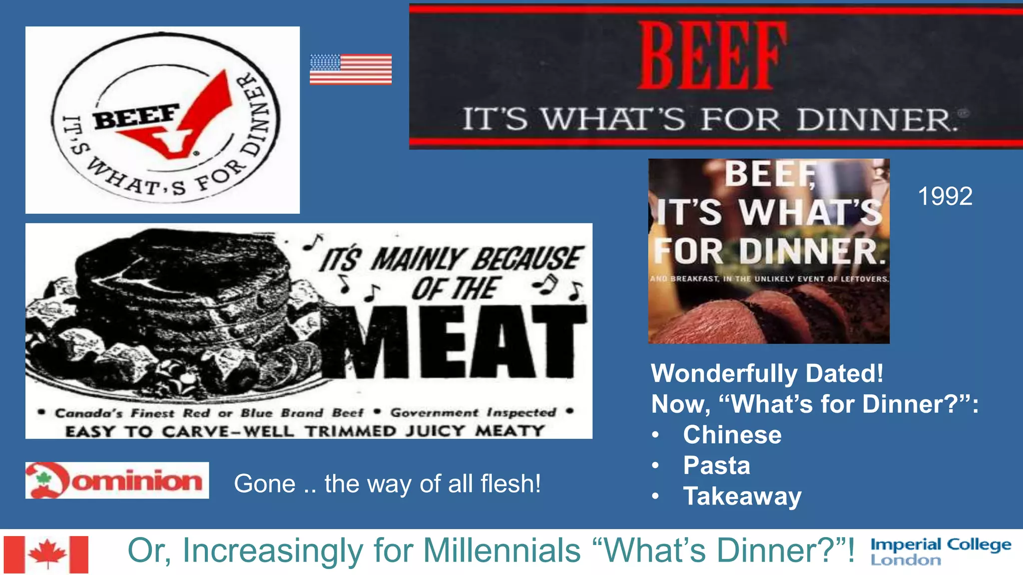 Wonderfully Dated!
Now, “What’s for Dinner?”:
• Chinese
• Pasta
• TakeawayGone .. the way of all flesh!
Or, Increasingly for Millennials “What’s Dinner?”!
1992
 