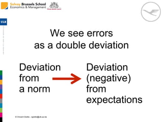 © Vincent Giolito - vgiolito@ulb.ac.be
We see errors
as a double deviation
Deviation
(negative)
from
expectations
Deviation
from
a norm
 