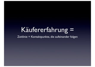 Käufererfahrung =
Zeitlinie = Kontaktpunkte, die aufeinander folgen
 