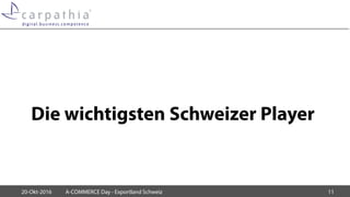 Die wichtigsten Schweizer Player
20-Okt-2016 A-COMMERCE Day - Exportland Schweiz 11
 