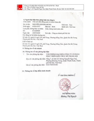 Công ty Cổ phần Phát triển Kiến trúc Đô thị Hà Nội - Haad
A1: 259–9-18-Phố Vọng, Hà Nội
A2: Tầng 7, 227 Nguyễn Ngọc Nại, Quận Thanh Xuân, Hà nội, T&F: 84 462 850 589
 