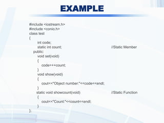 Static Data Members and Member Functions | PPTX | Programming Languages ...