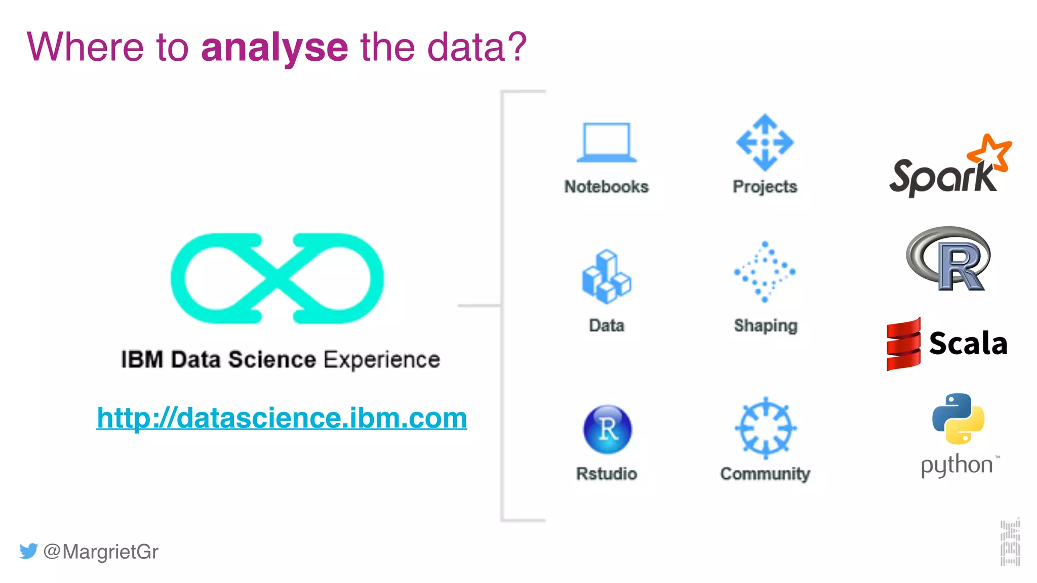 @MargrietGr
Where to analyse the data?
http://datascience.ibm.com
 