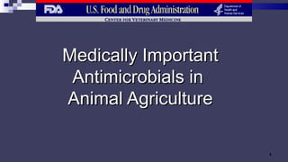Medically ImportantMedically Important
Antimicrobials inAntimicrobials in
Animal AgricultureAnimal Agriculture
1
 
